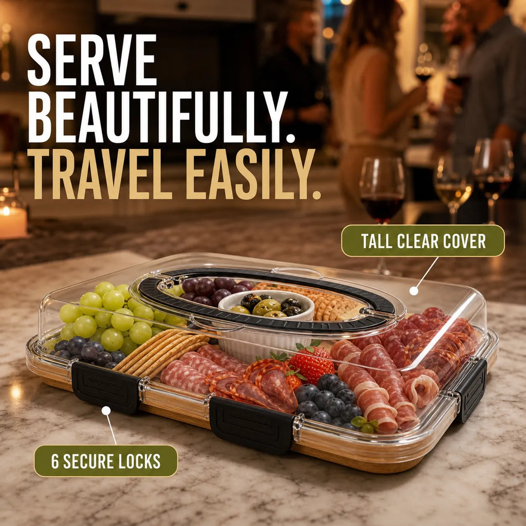 Portable Chilled Charcuterie Board with Locking Lid