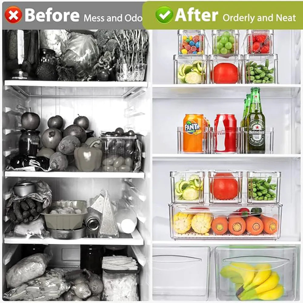 7-1Pack Stackable Refrigerator & Pantry Organizer Bins