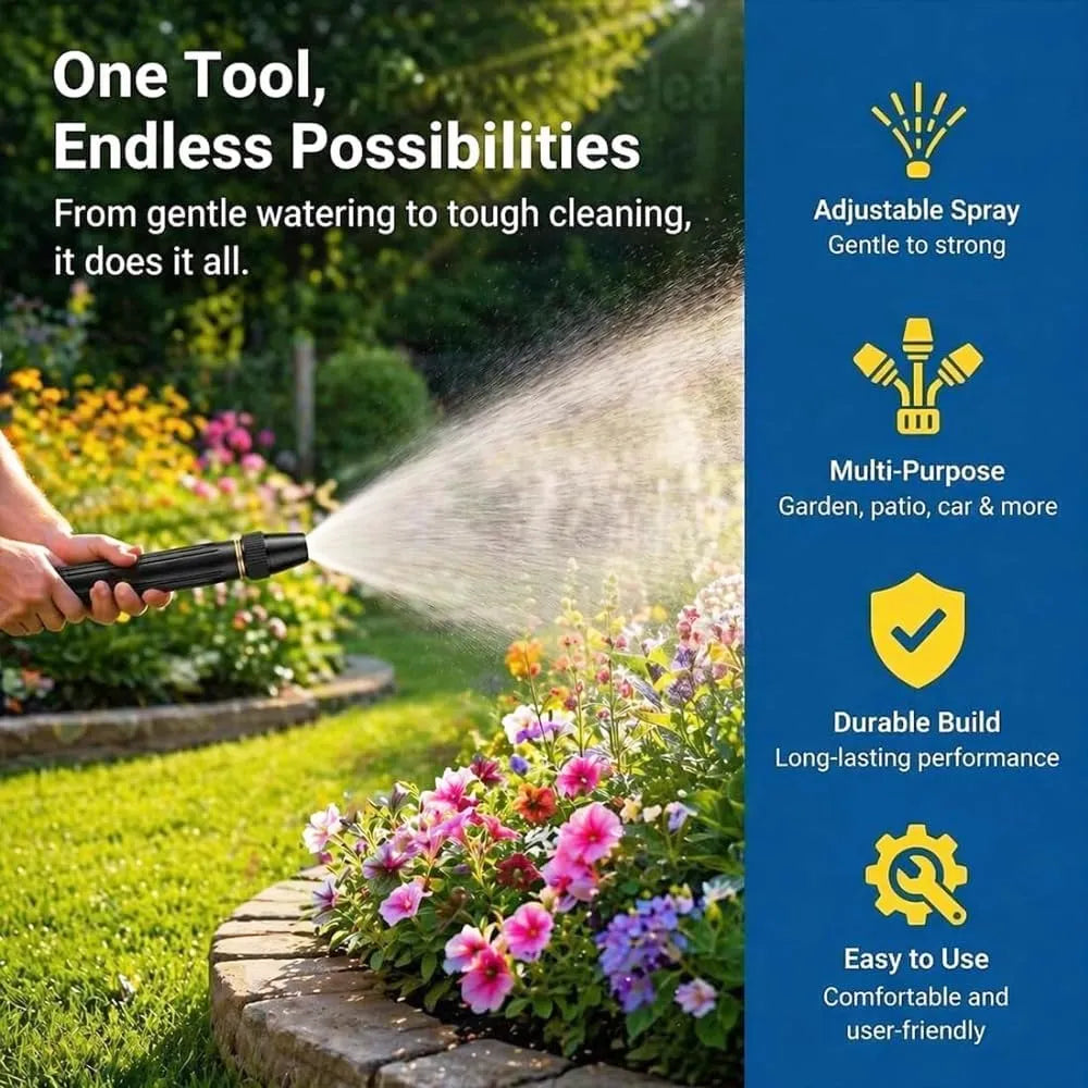 🚿🌿Adjustable Garden Hose Nozzle – High Pressure Multi-Pattern Spray Nozzle