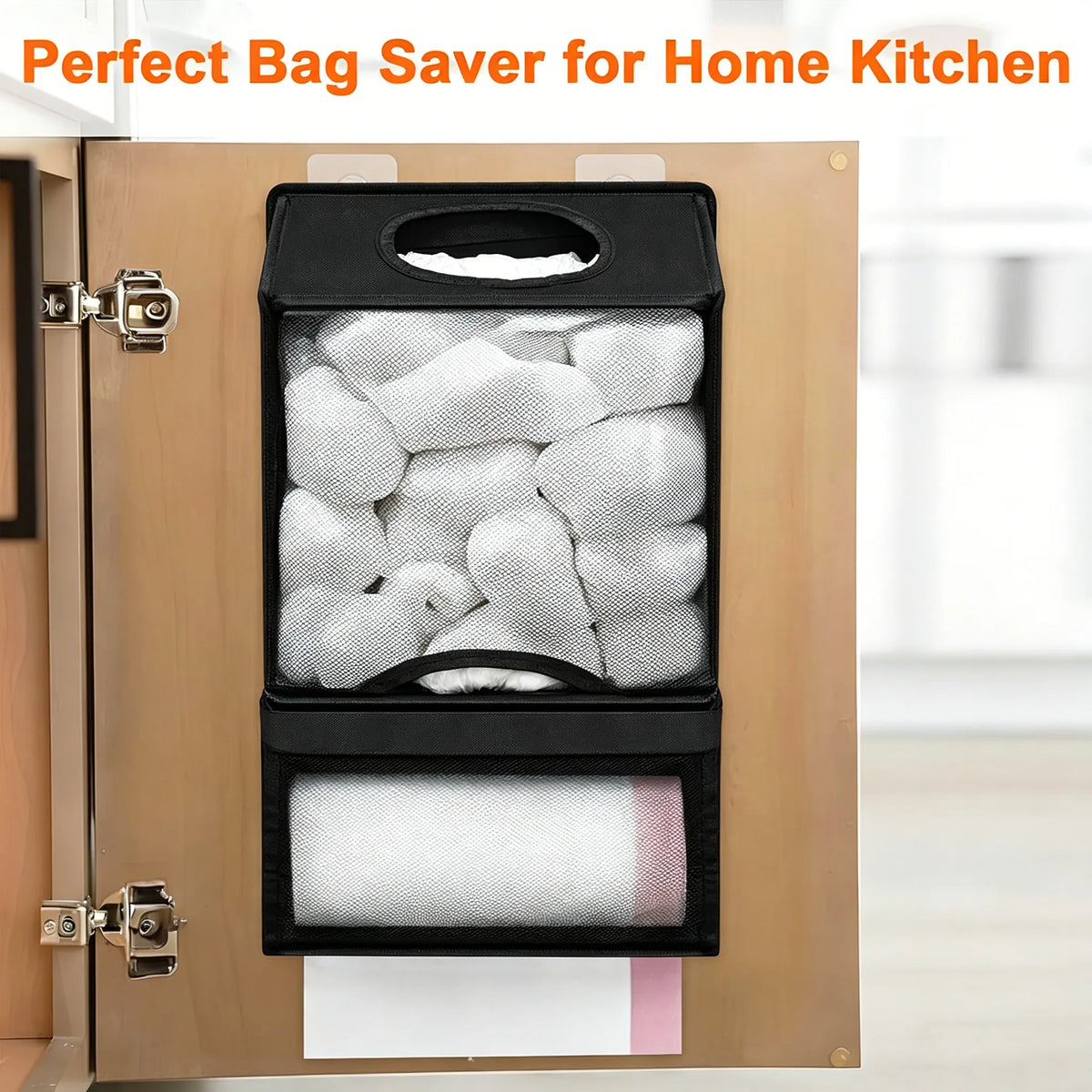 🛍️2-in-1 Hanging Storage Organizer — Large Capacity Plastic Bag & Trash Bag Dispenser