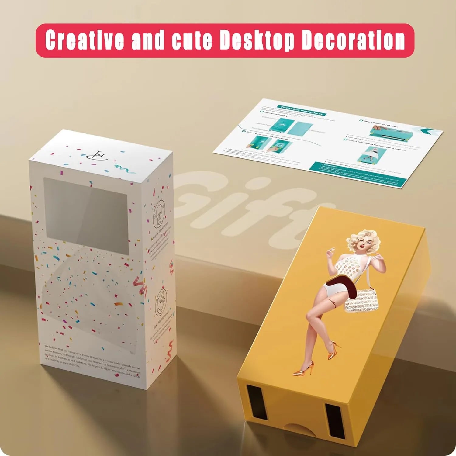 Tissue Box, Reusable Cartoon Creative Retro Pop Art Paper Towel Holder