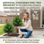 🌲 Artificial Evergreen Pine Tree Décor Kit with Ground Stakes-16.14in