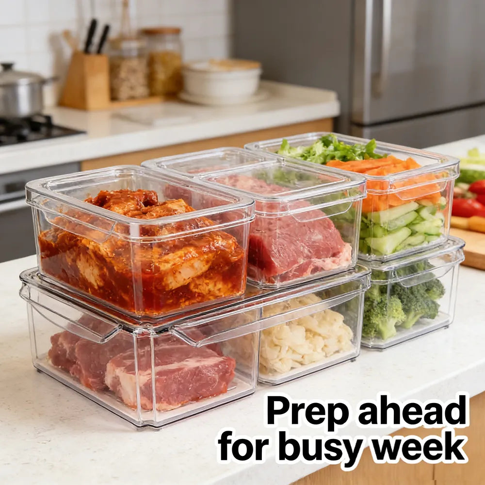 7-1Pack Stackable Refrigerator & Pantry Organizer Bins