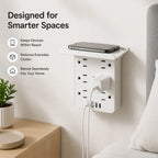 ⚡Multi-Functional Wall Outlet Extender with Shelf – 6 AC Outlets & 4 USB Charging Ports