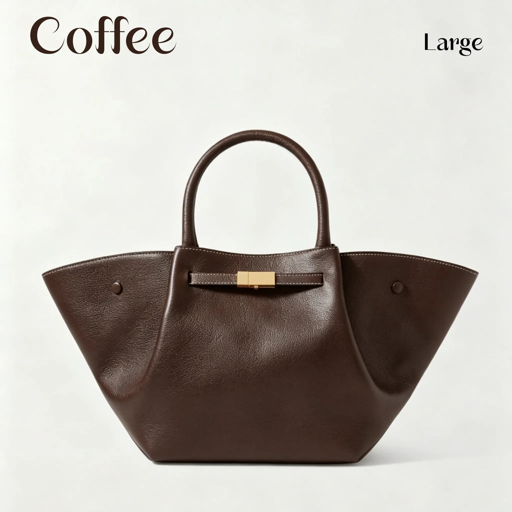 👜 Minimalist Folded-Wing Italian Leather Tote Bag