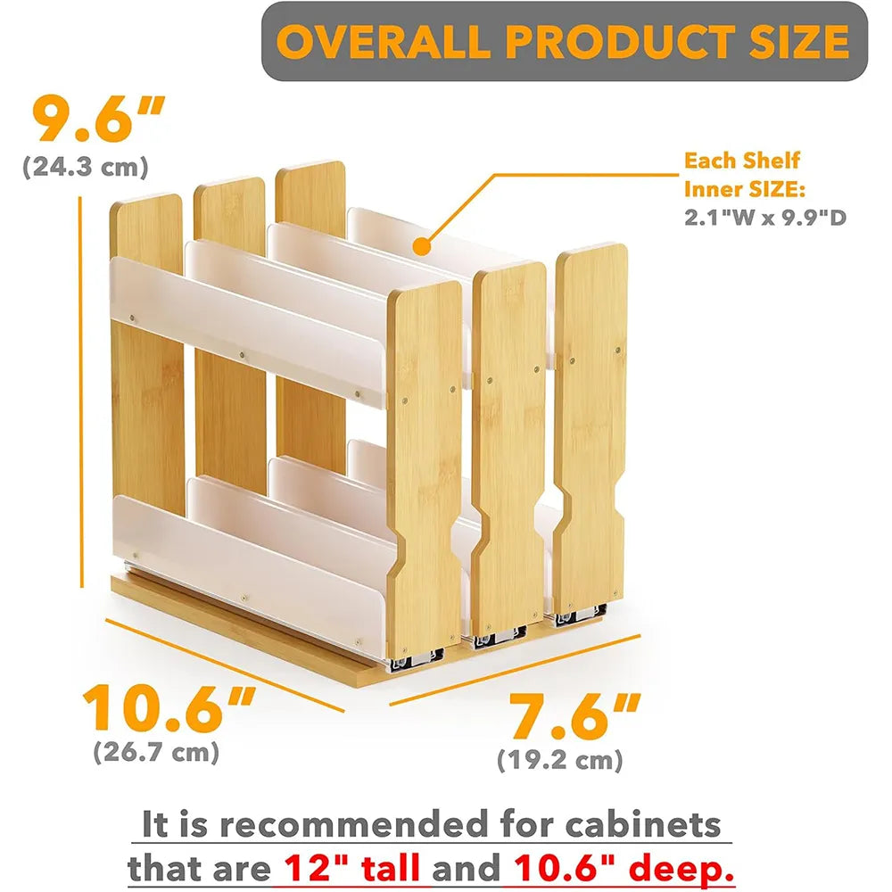 🌿 Bamboo Pull-Out Spice Rack