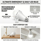 💡🔋Rechargeable Emergency Light Bulb with Backup Power