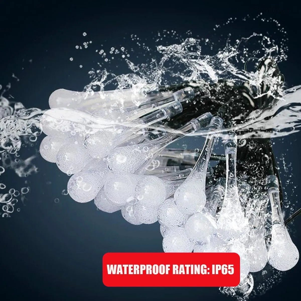 GlowDrop 8-Mode Solar Waterdrop String Lights