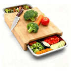 🌿 Organic Bamboo Cutting Board with Sliding Drawers