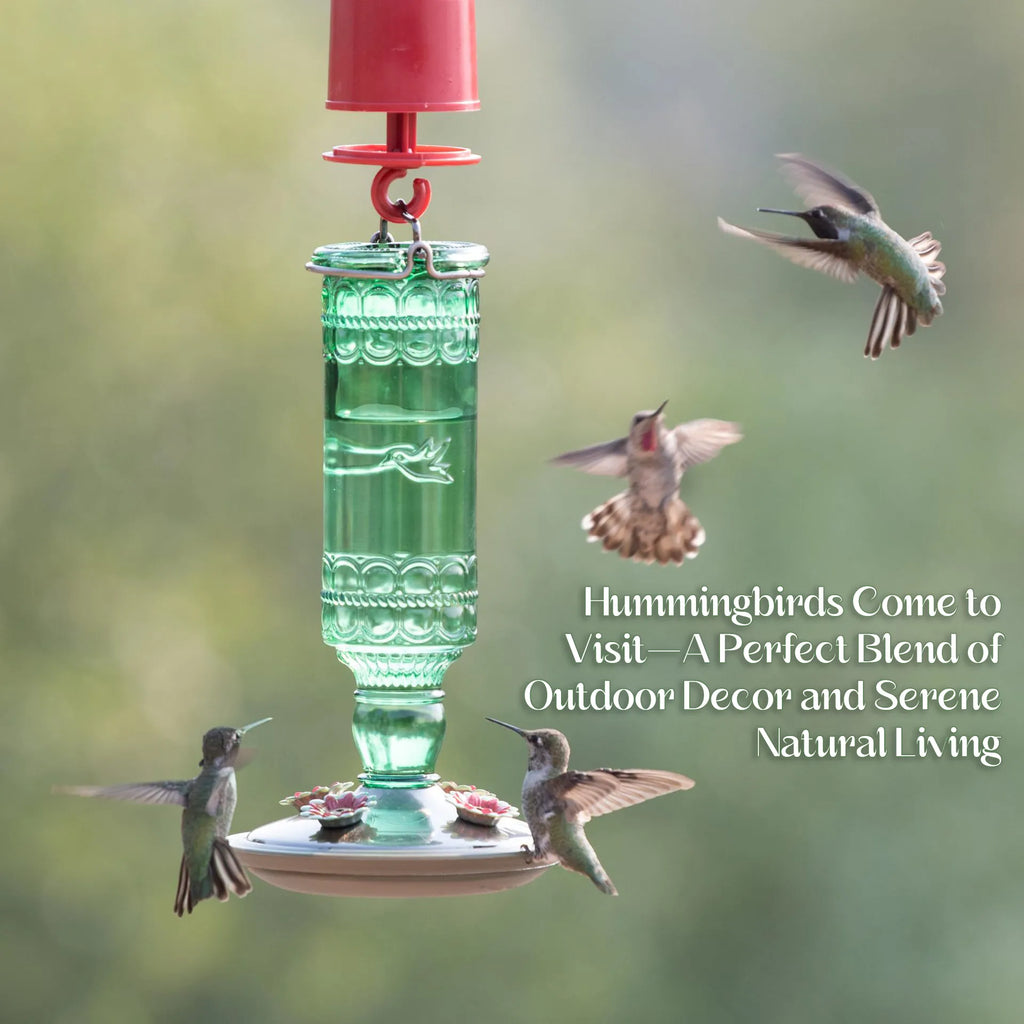🕊️ Vintage Glass Hummingbird Feeder