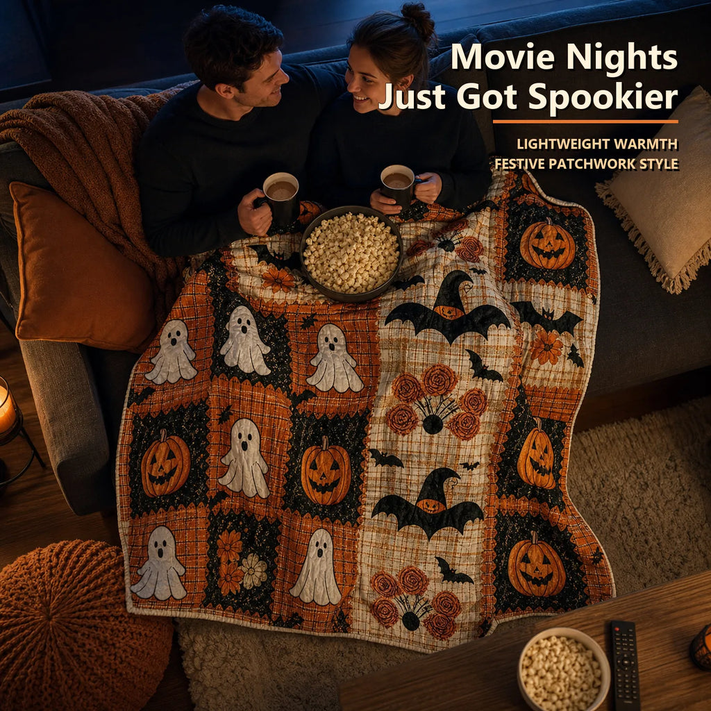 Spooky Patchwork Cozy Flannel Throw