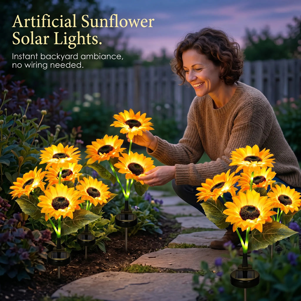 🌻 Artificial Sunflower Solar Lights – Outdoor Garden Stake Lights