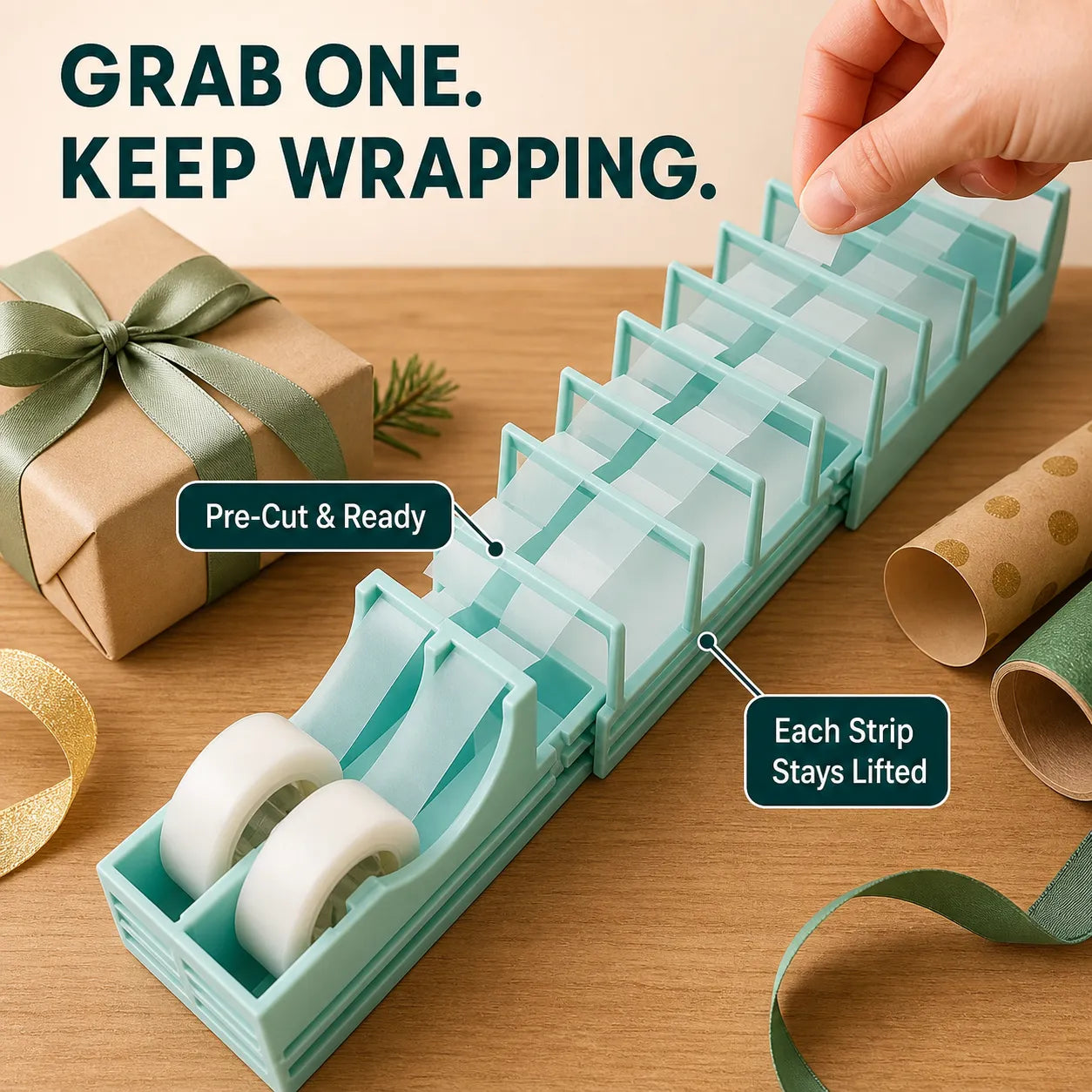 18-Strip Expandable Tape Prep Station for Faster Gift Wrapping
