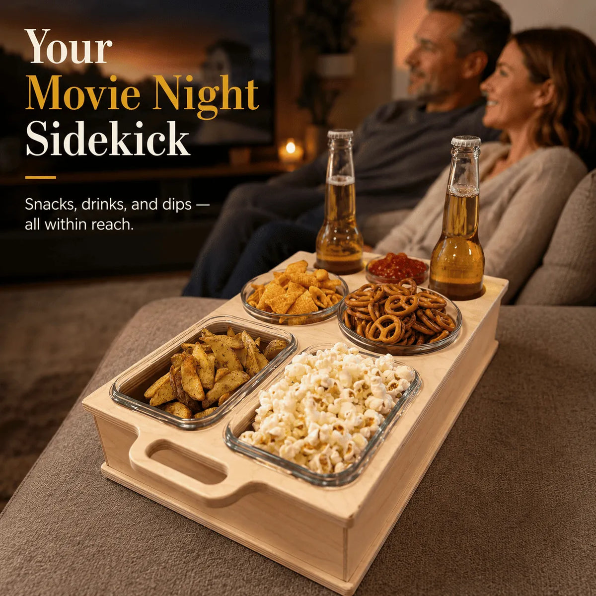 Wooden Couchbar™ Sofa Snack & Drink Organizer