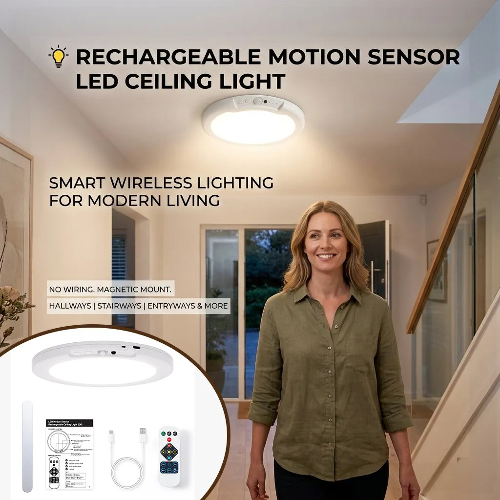 💡Rechargeable Motion Sensor LED Ceiling Light