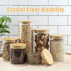 Glass Storage Jars with Airtight Bamboo Lids – Pantry & Kitchen Organizer Set🌾