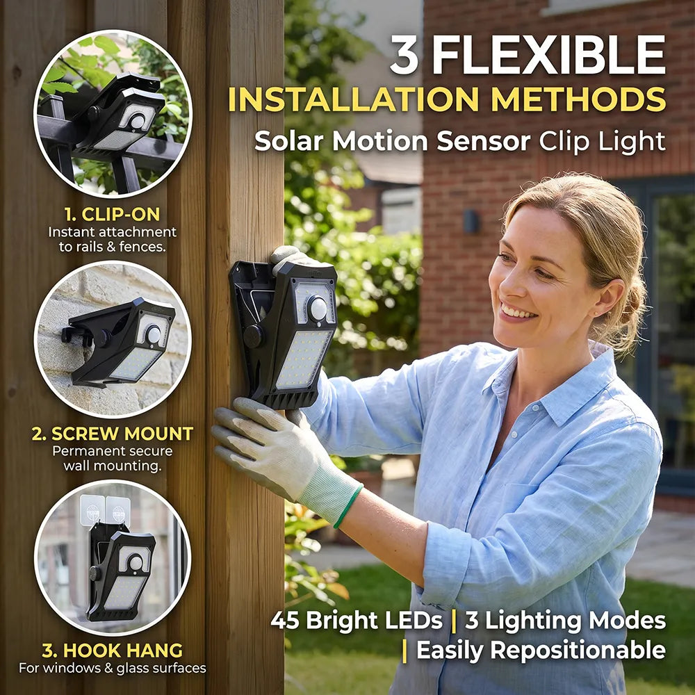 💡 Solar Motion Sensor Clip Light – Smart Outdoor Security Lighting