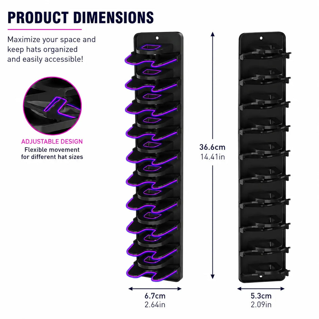 10-Cap Wall-Mounted Spring Clip Organizer