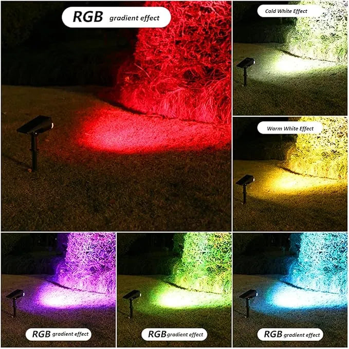Adjustable Outdoor Solar Spotlights - Waterproof RGB Lights for Garden & Pathway