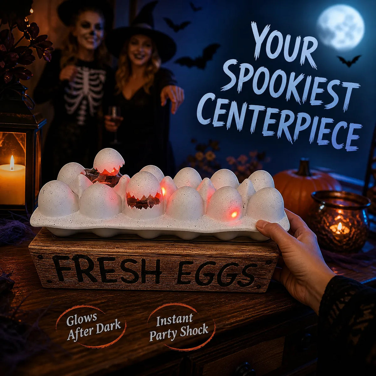 Glowing Zombie Chick Egg Tray Halloween Decoration
