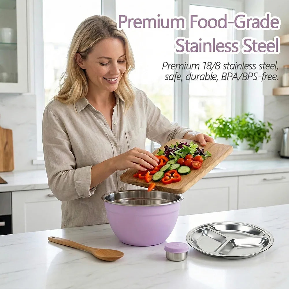 🥗 Stainless Steel Salad Bowl Set – Fresh Meals, Anytime Anywhere