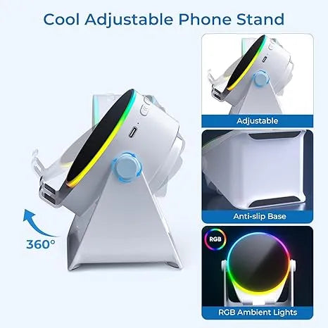 🔊 2-in-1 Wireless Induction Speaker & Adjustable Phone Stand with RGB Ambient Light