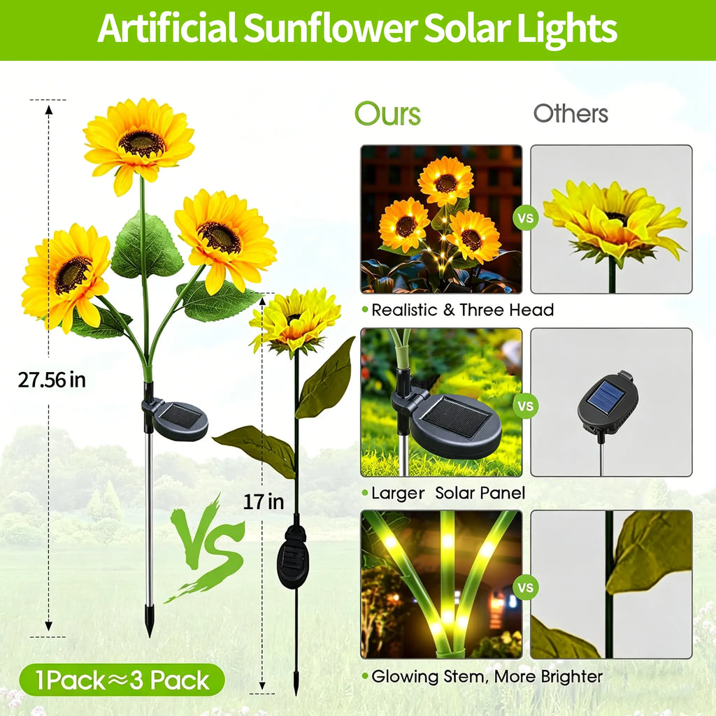 🌻 Artificial Sunflower Solar Lights – Outdoor Garden Stake Lights