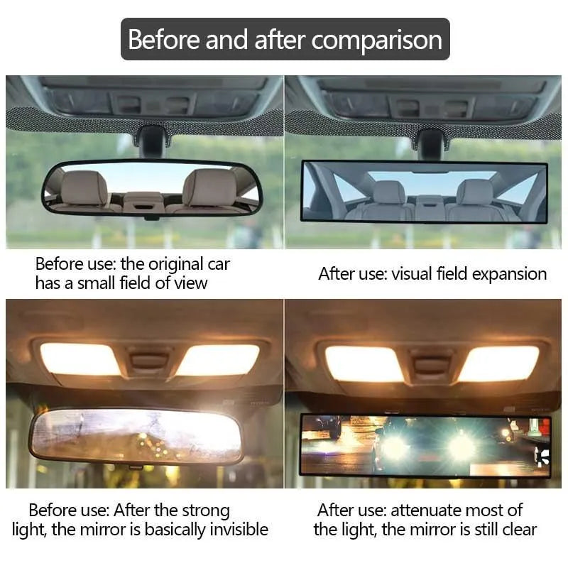 Universal 11.81 Inch Panoramic Rearview Mirror—effectively reduce the blind spots of cars SUVs trucks