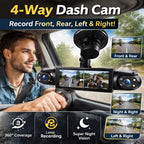 🚗4-Channel 1080P Dash Camera with Front, Rear, Left & Right Recording