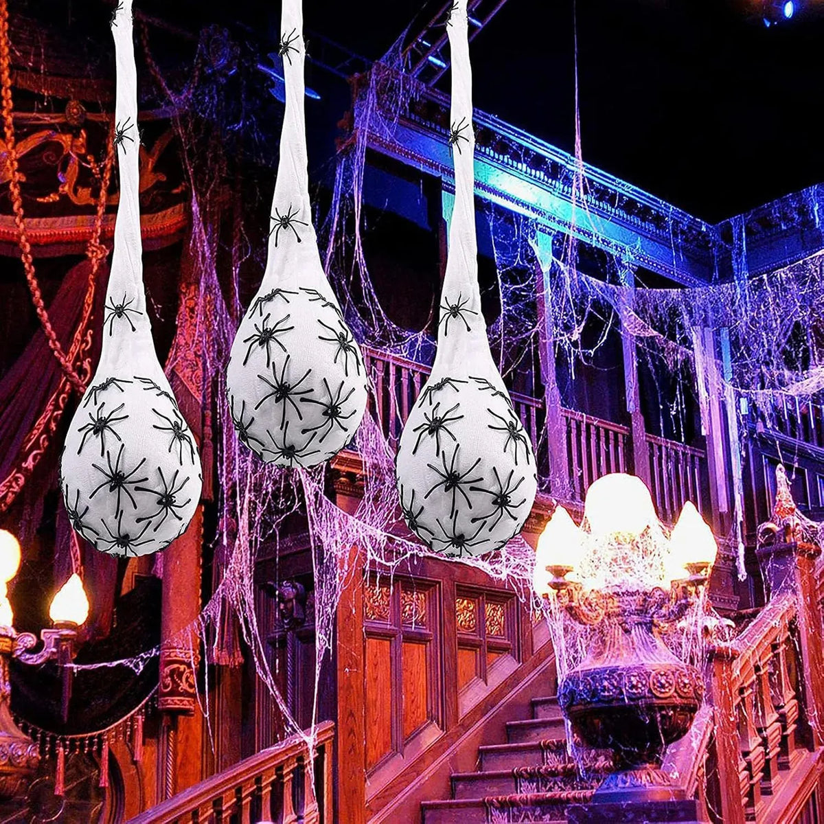 Light-Up Hanging Spider Egg Sac Halloween Decoration