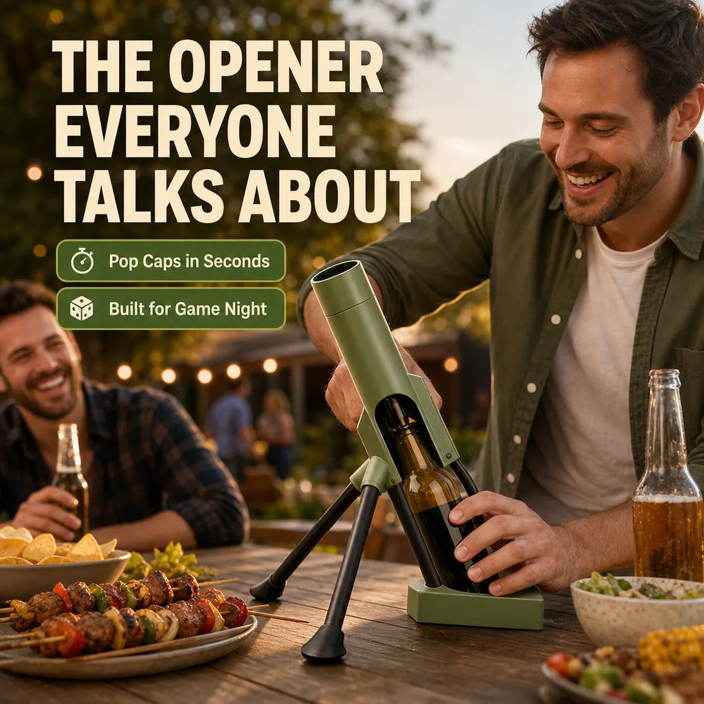 Mortar Bottle Opener – Pop & Launch Caps for Instant Party Fun