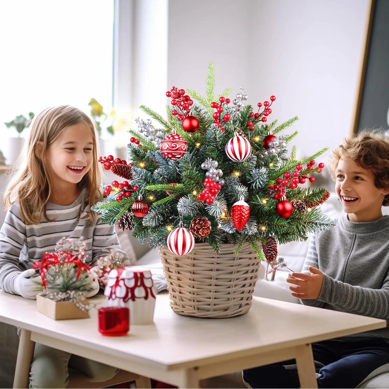 🎅 18-Inch Pre-Lit Christmas Tree with Remote & Timer – Perfect for Porch & Outdoor Holiday Décor