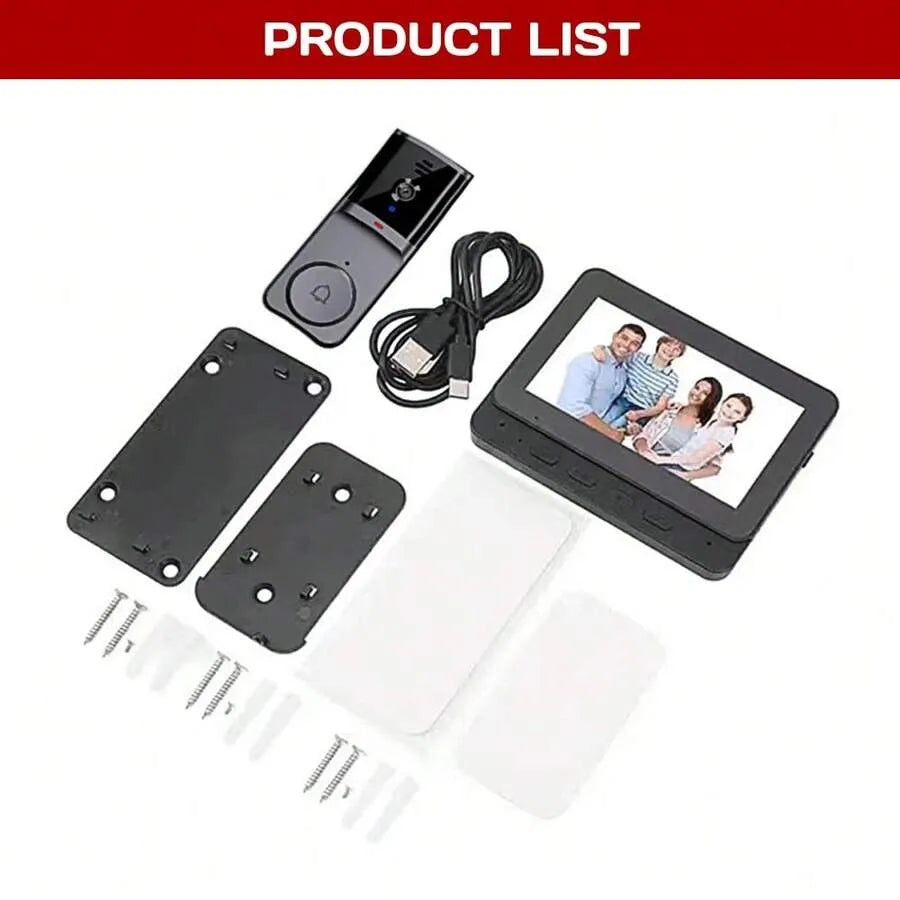 M16S Wireless Video Doorbell Monitor with 4.3-Inch Indoor Screen