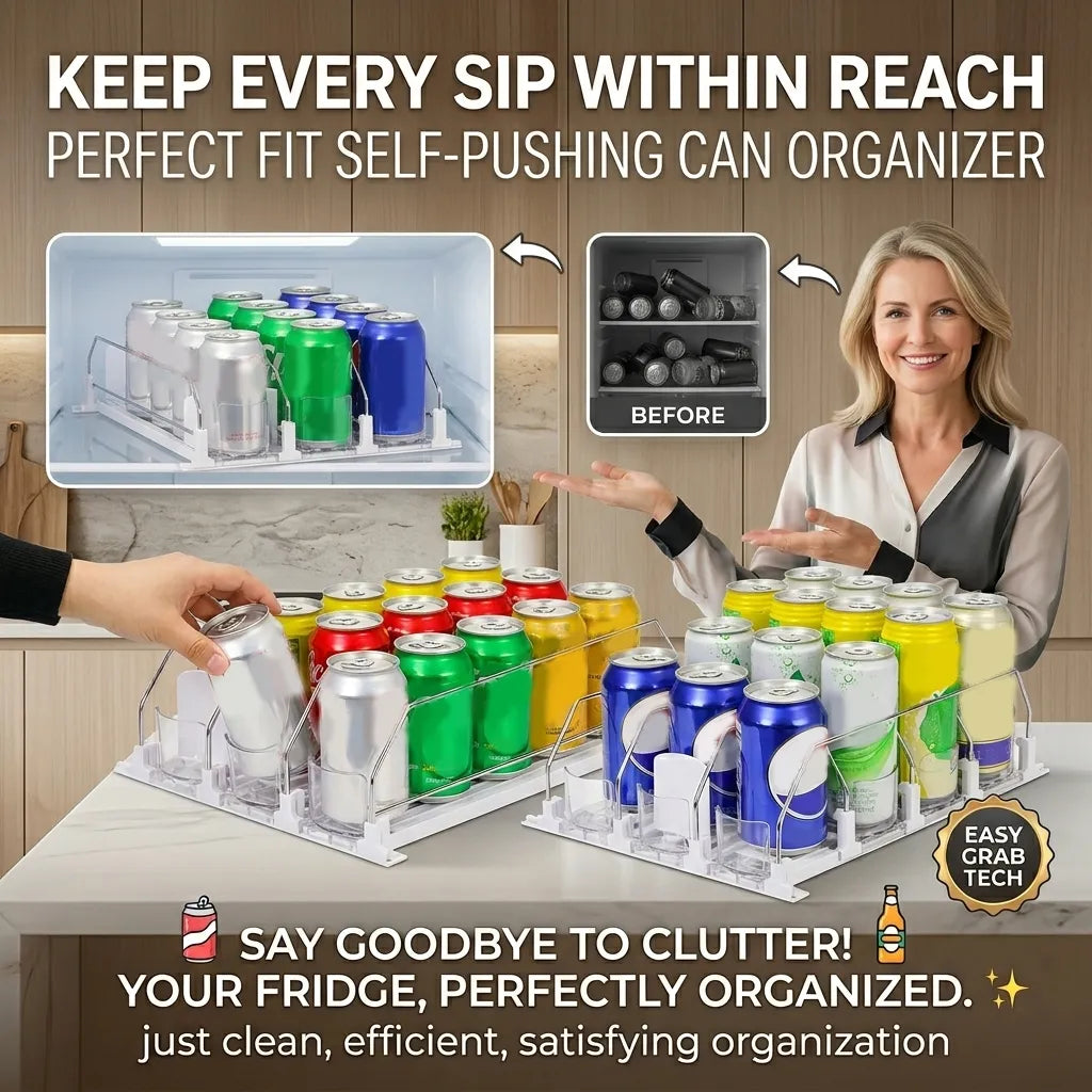 🥤 Self-Pushing Drink Dispenser-Soda Can Organizer
