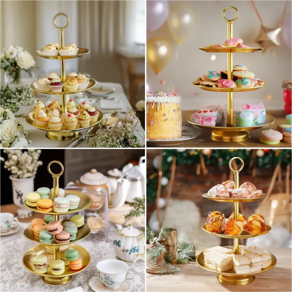 🍰 Elegant 3-Tier Stainless Steel Dessert Stand