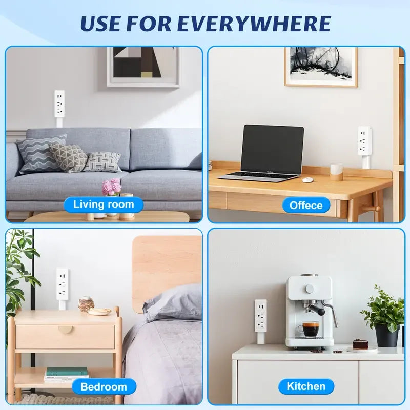 🔌 Adjustable 180° Rotating Outlet Extender with USB-C & USB-A Ports