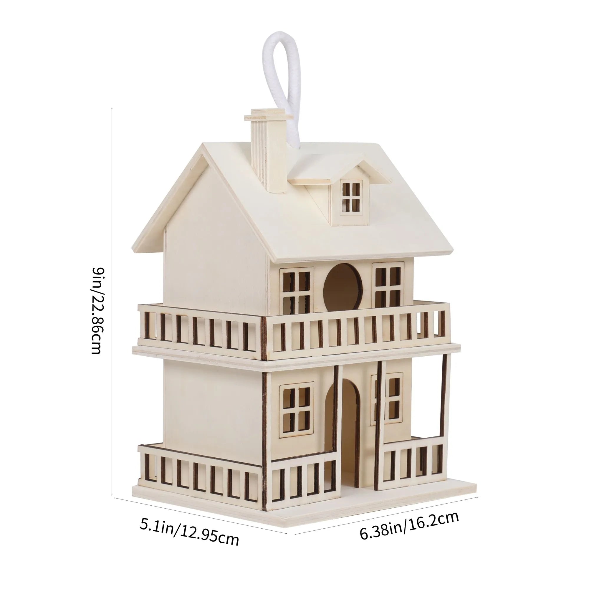 Paint-Your-Own Two-Story Wood Birdhouse – 9-Inch DIY Craft House