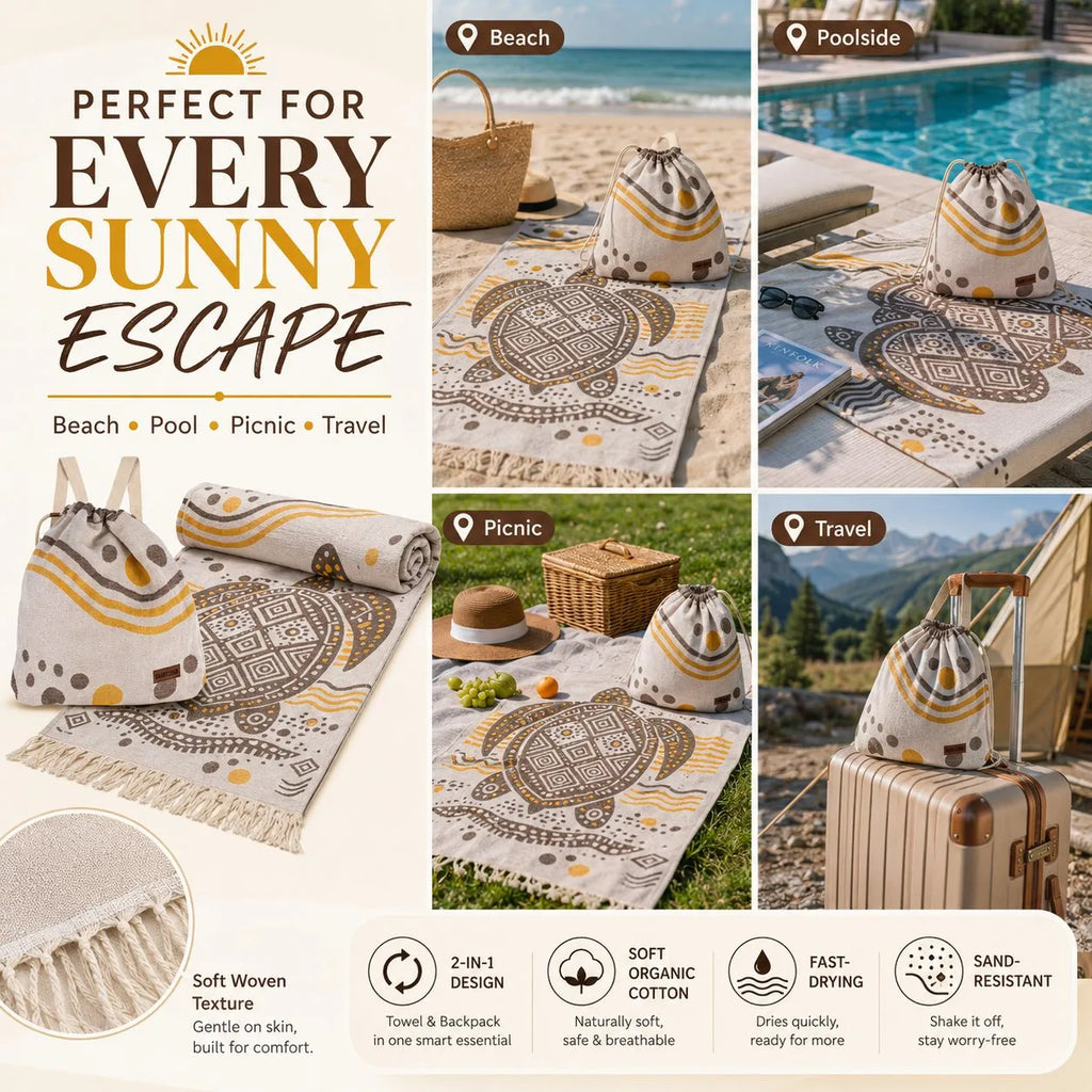 🐢 2-in-1 Towel Bag