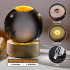 ✝️ Crystal Ball Night Light with Wooden Base