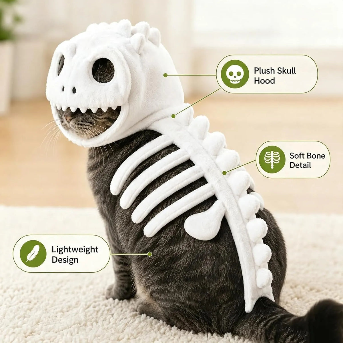 Glow-in-the-Dark Dinosaur Skeleton Pet Costume