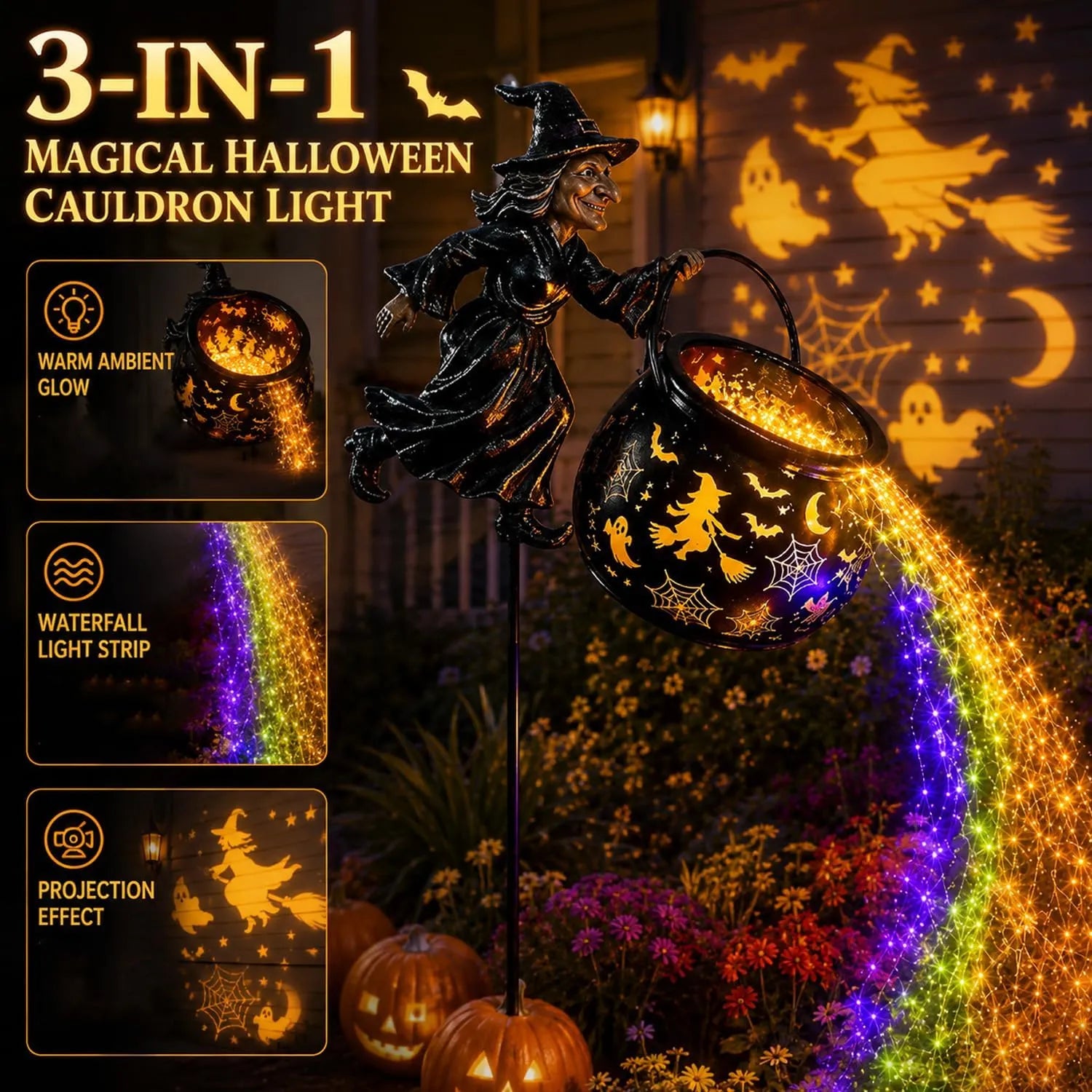 Witch's Cauldron Waterfall Garden Light