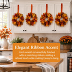 Mini Fall Maple Leaf Cabinet Wreath with Hanging Ribbon