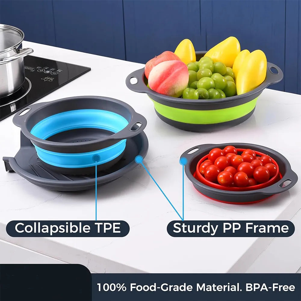 🧺 Foldable Drain Basket with Self-Draining Base