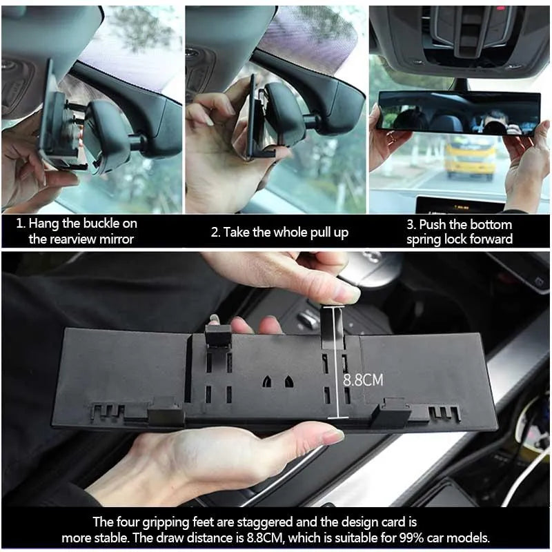 Universal 11.81 Inch Panoramic Rearview Mirror—effectively reduce the blind spots of cars SUVs trucks