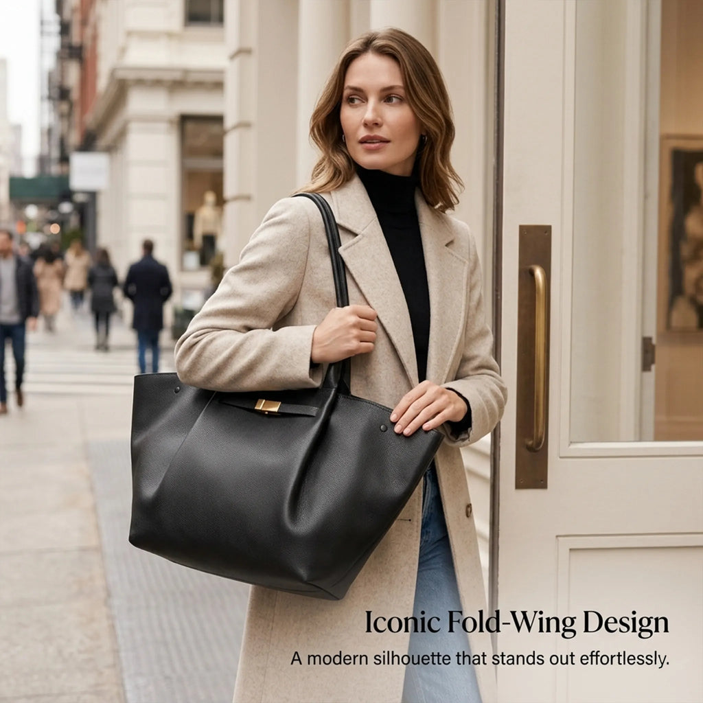 👜 Minimalist Folded-Wing Italian Leather Tote Bag