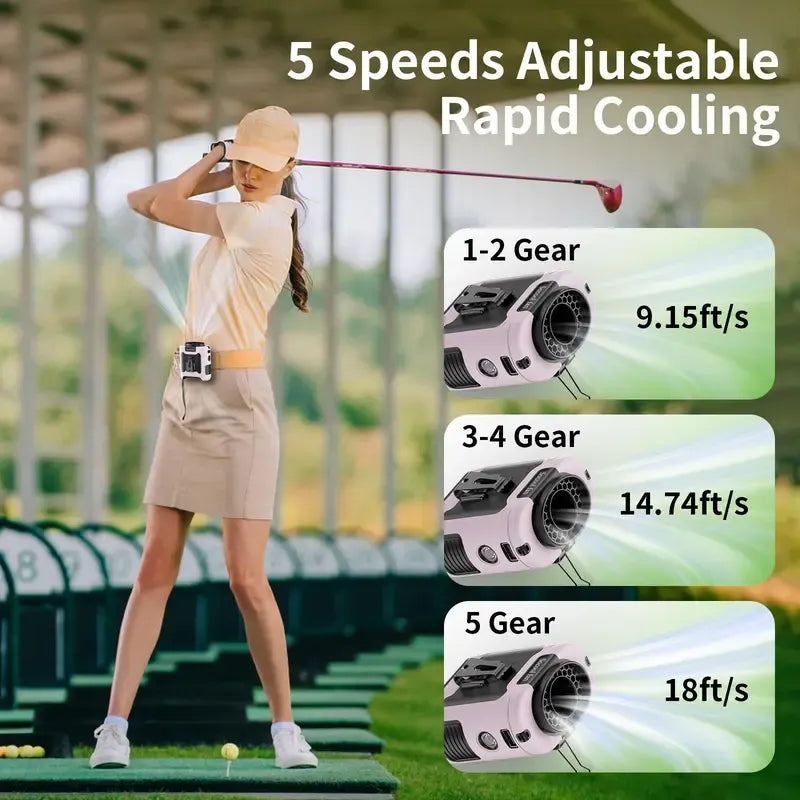 🔥 Stay Cool Anywhere – 5-in-1 Wearable Turbo Fan with Power Bank & LED