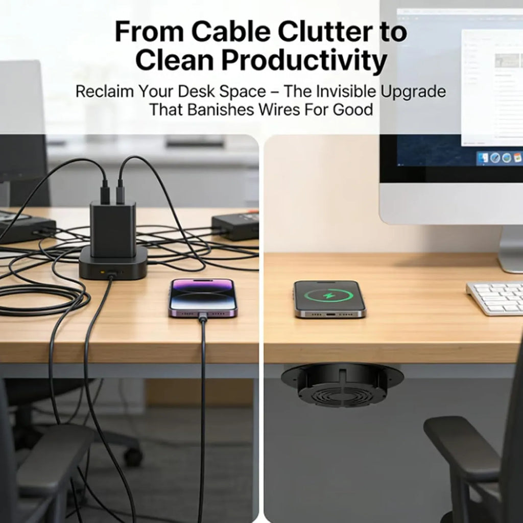 ⚡ Invisible Under-Desk Wireless Charger
