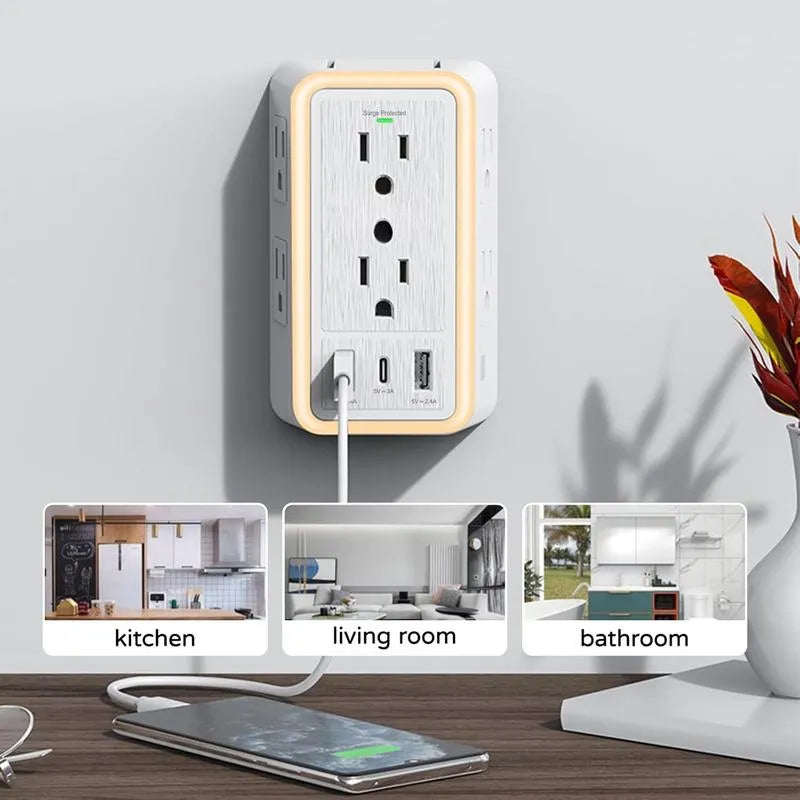 Outlet Extender, 3-Sided Power Strip, (5V 3.4A)