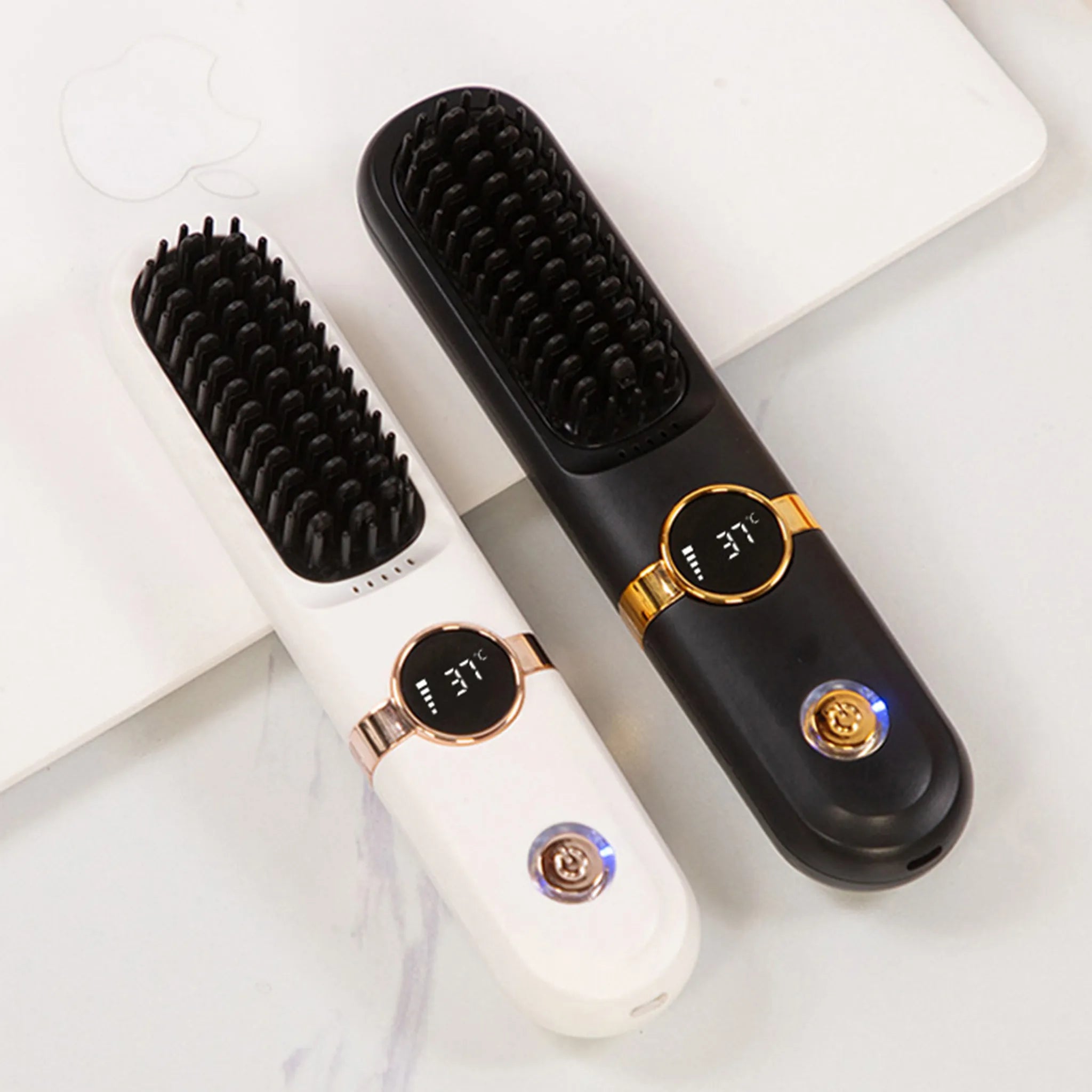 ✨ Wireless LCD Rechargeable Hair Straightener Brush