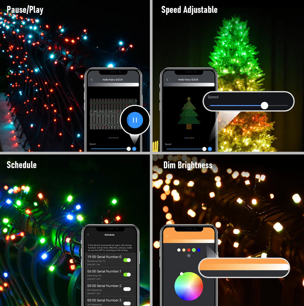 🎄 Bluetooth App-Controlled RGB Christmas Lights – Music Sync, Timer & Smart Color Effects